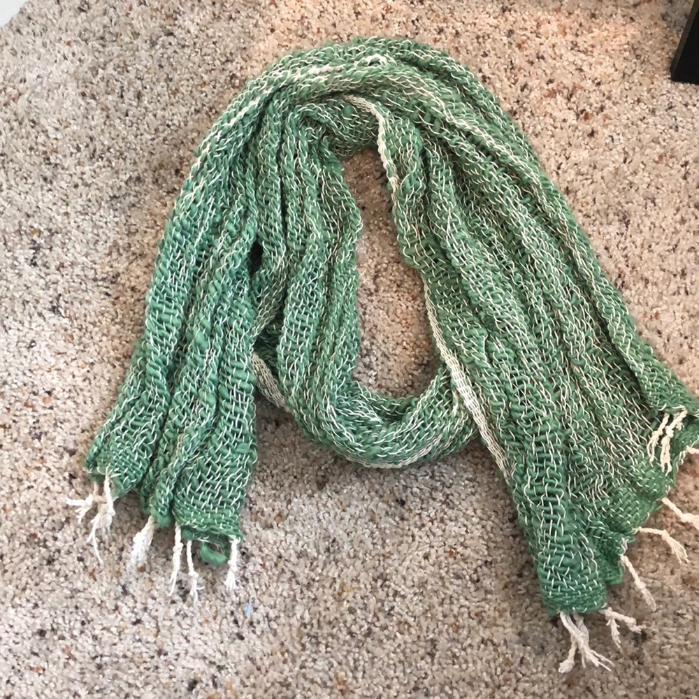 Green and white scarf